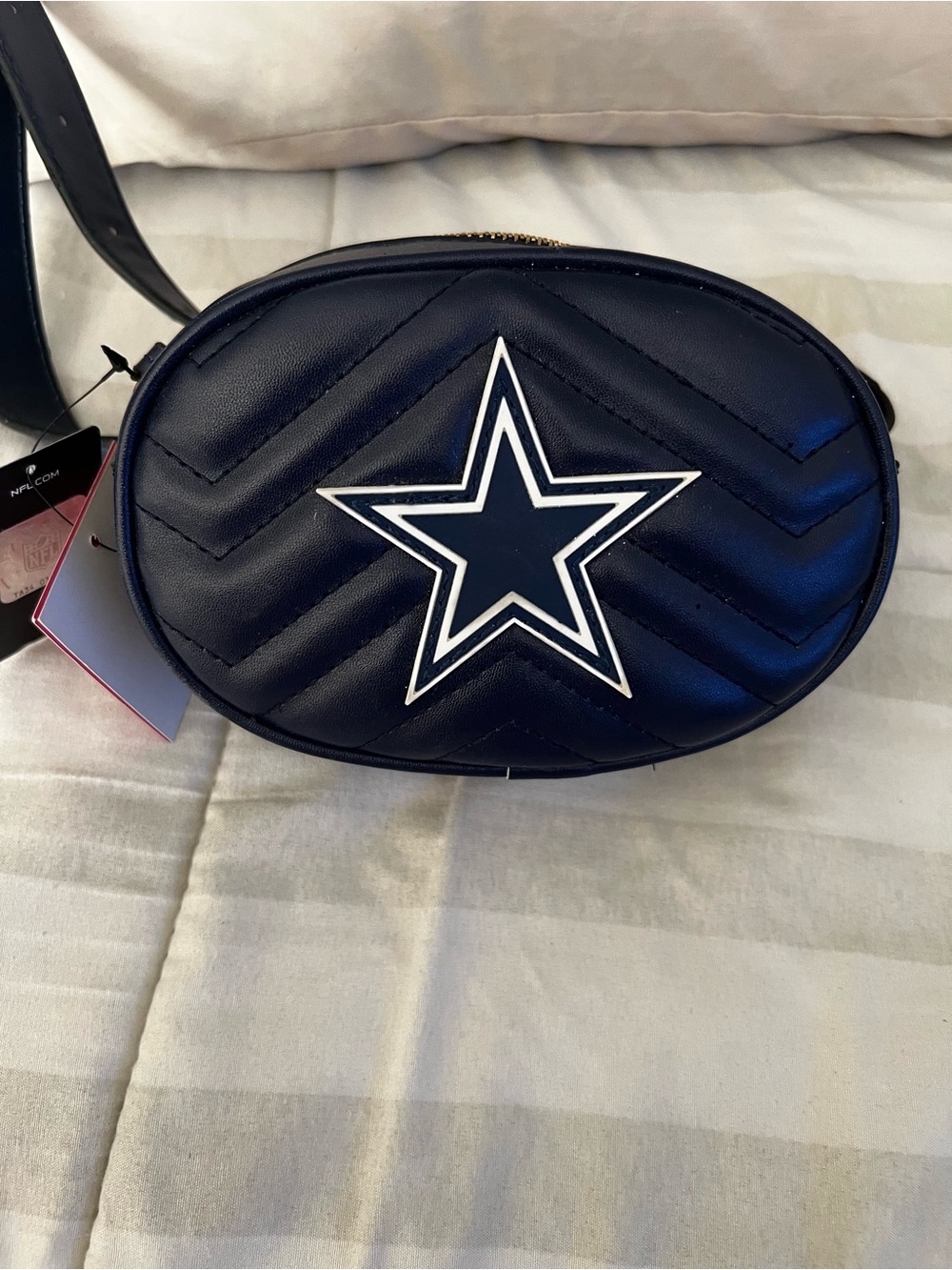 NFL Star Chevron Quilted Crossbody/ Fanny Pack Bag in Navy with Star